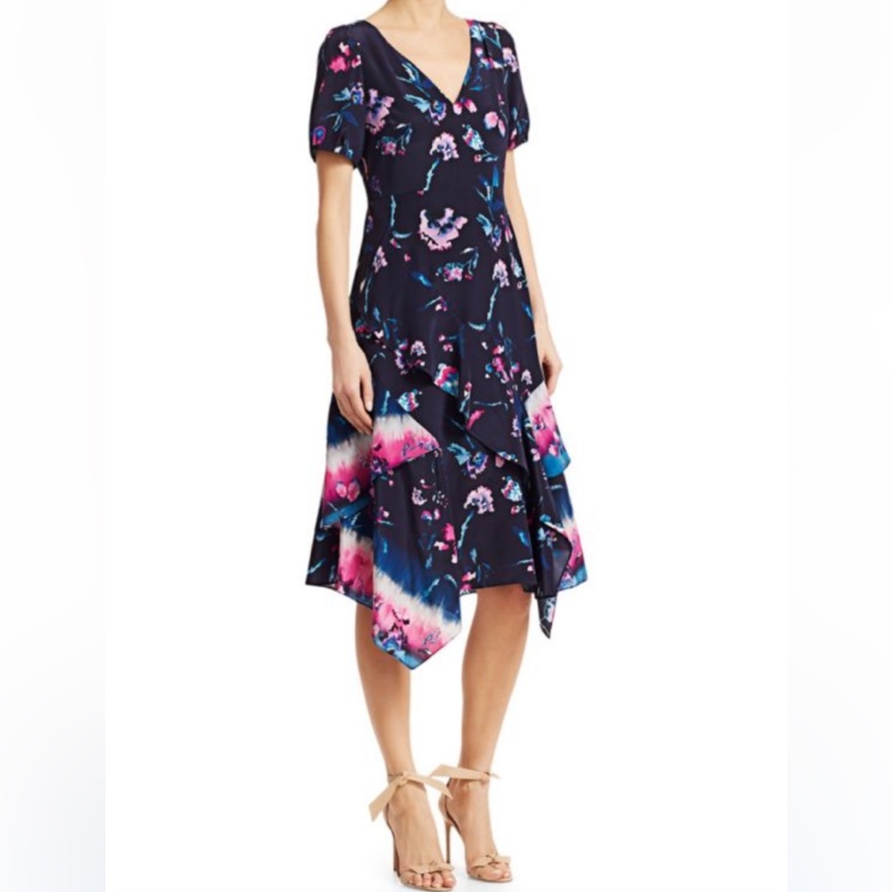 TANYA TAYLOR Estrella Ruffle Dress $595 100% Silk Plus Size 22 2X No Stretch